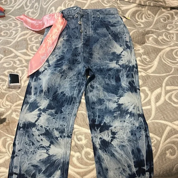 Juicy Couture Blue Tie-Dye Flare Jeans - Picture 1 of 3